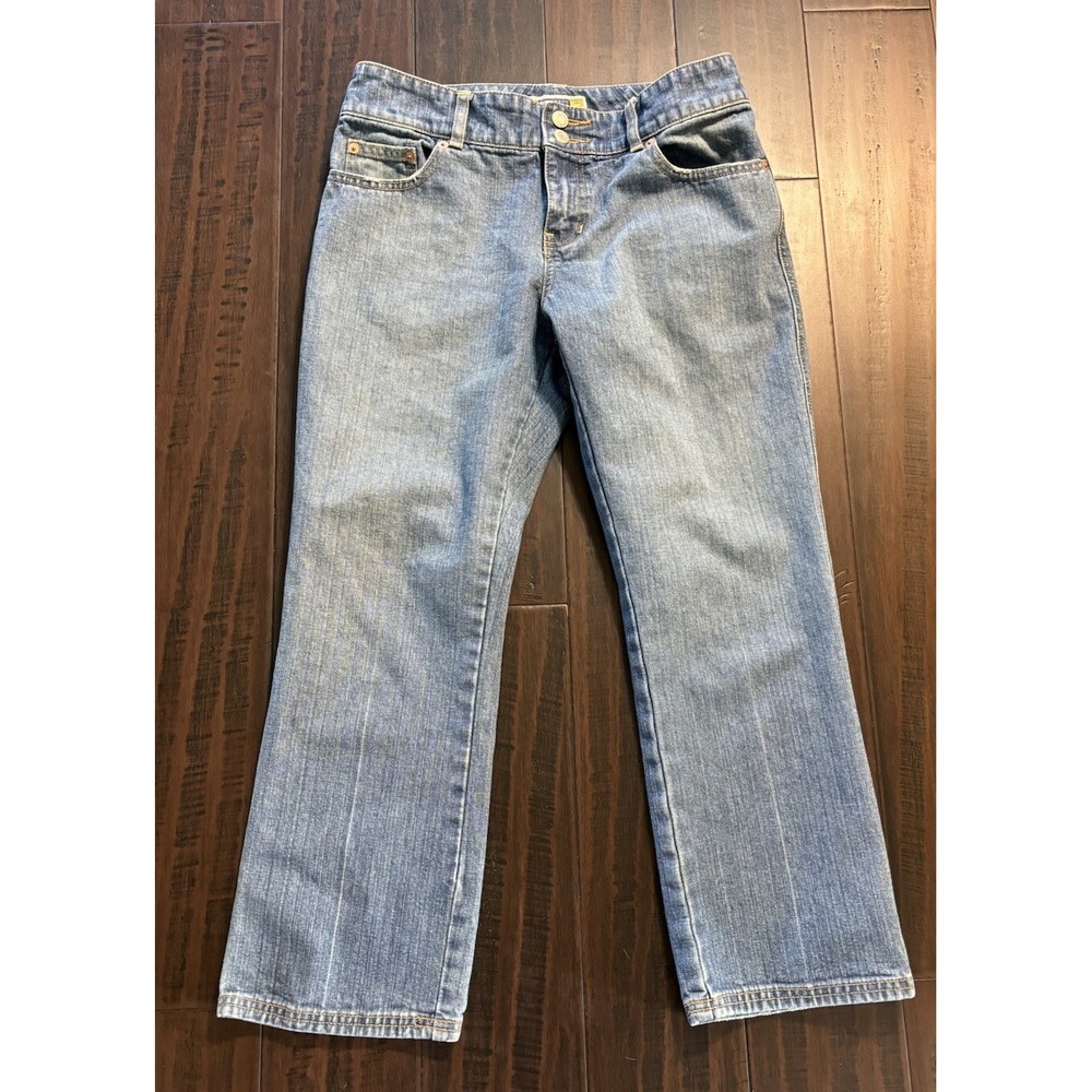 Old Navy Jeans Womens 6 Low Waist Rise Capri Blue Denim Button Pockets Y2K